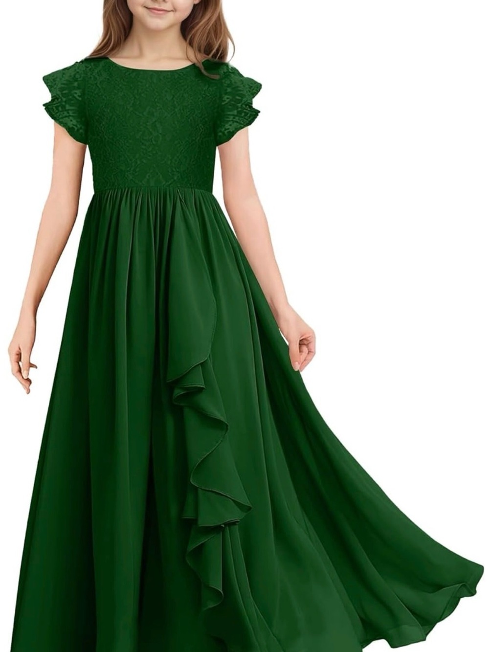 Girls' Emerald Green Lace & Chiffon Party Dress *NWT*